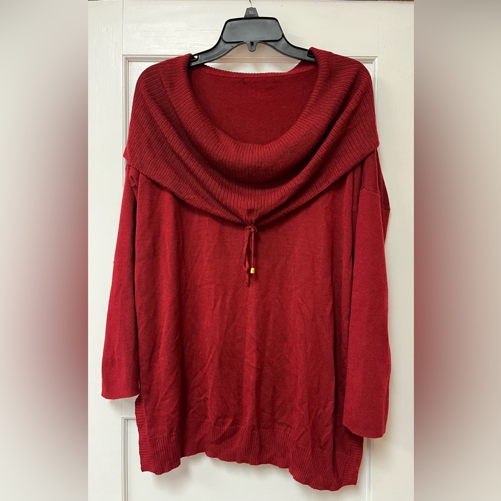 Oxblood Red  Floppy Cowl Neck Sweater Size XL?